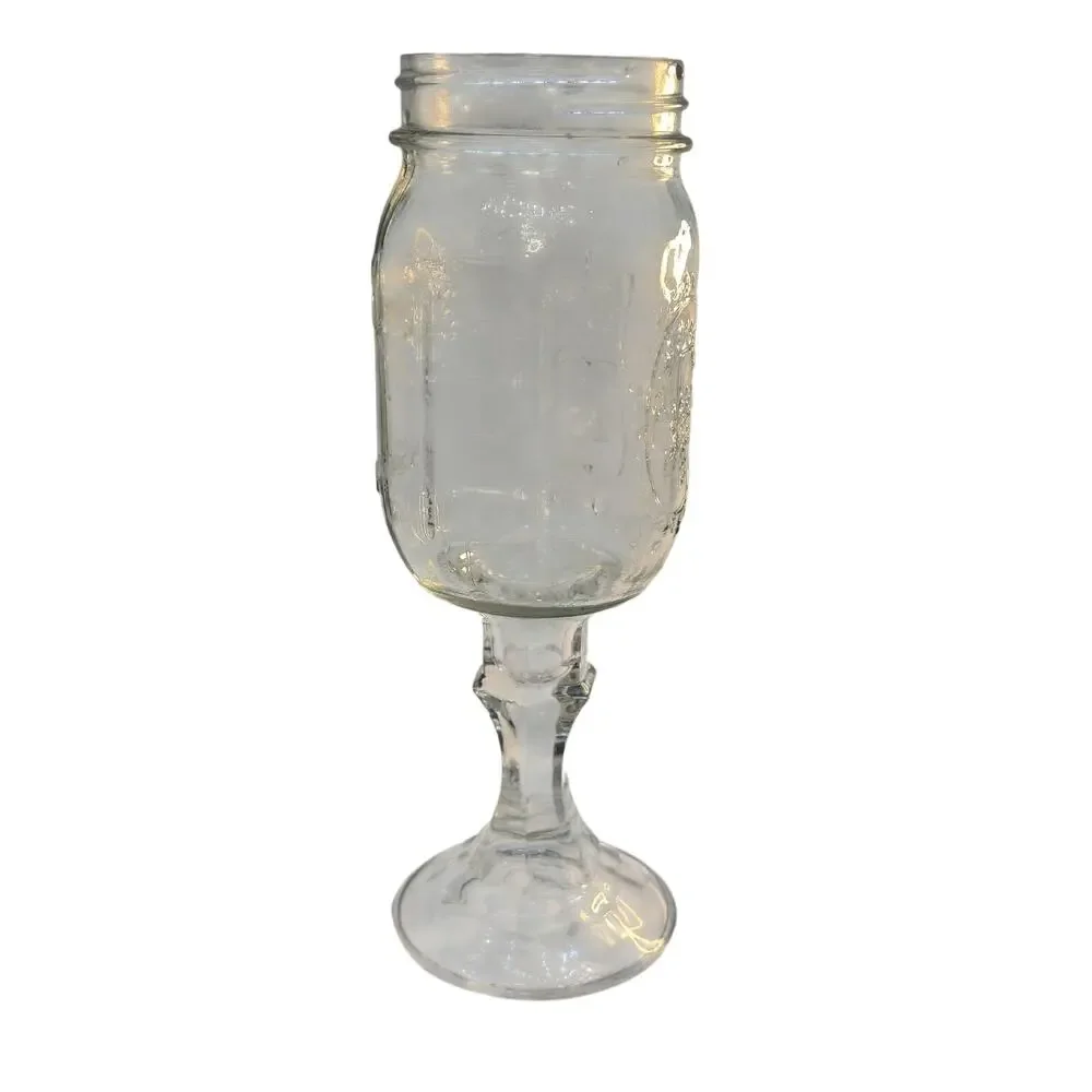 Ball Mason Jar Redneck Hillbilly Wine Glass Goblet Pedestal Drinkware Vintage